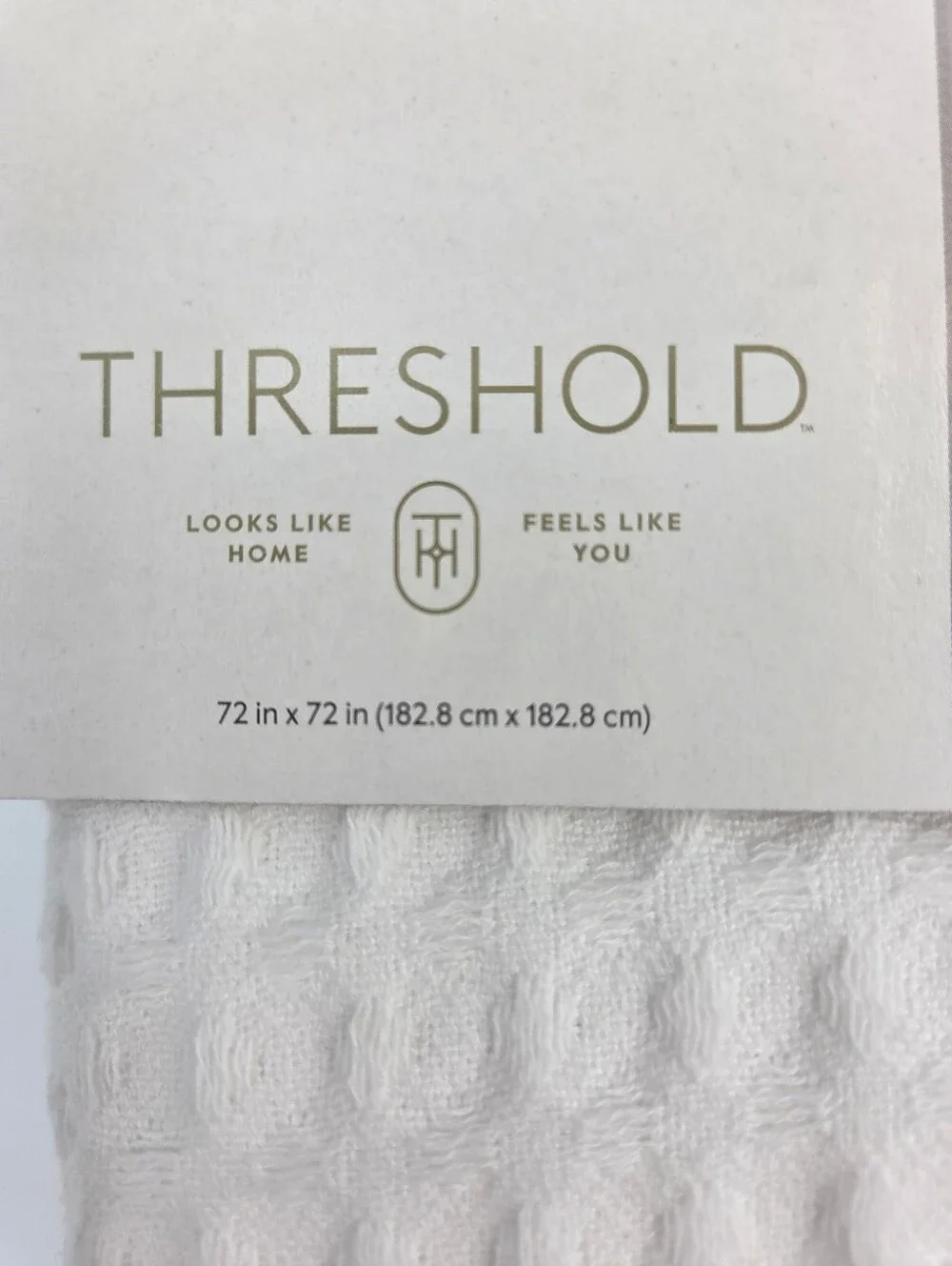 Threshold White Waffle-Texture Shower Curtain 72 In X 72 In Nwt